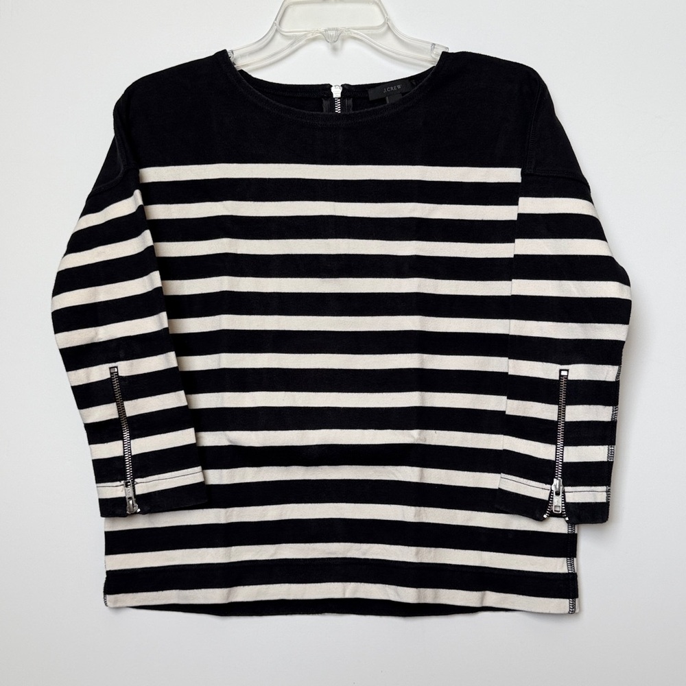 J.Crew Stripe Pointe Sweatshirt Black White XXS